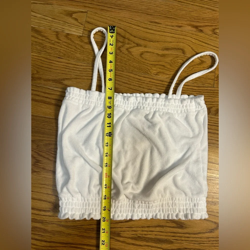 J Crew Smocked Towel Terry Tank Top White‎